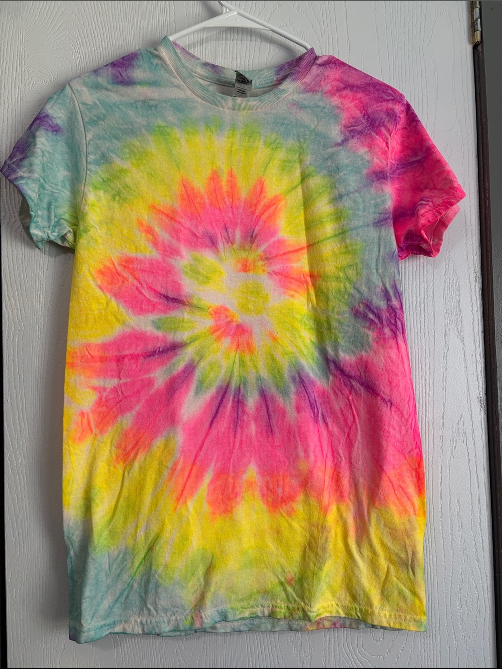 Gildan Tie-Dye Short Sleeve Tee in Pink, Yellow, Green, Purple